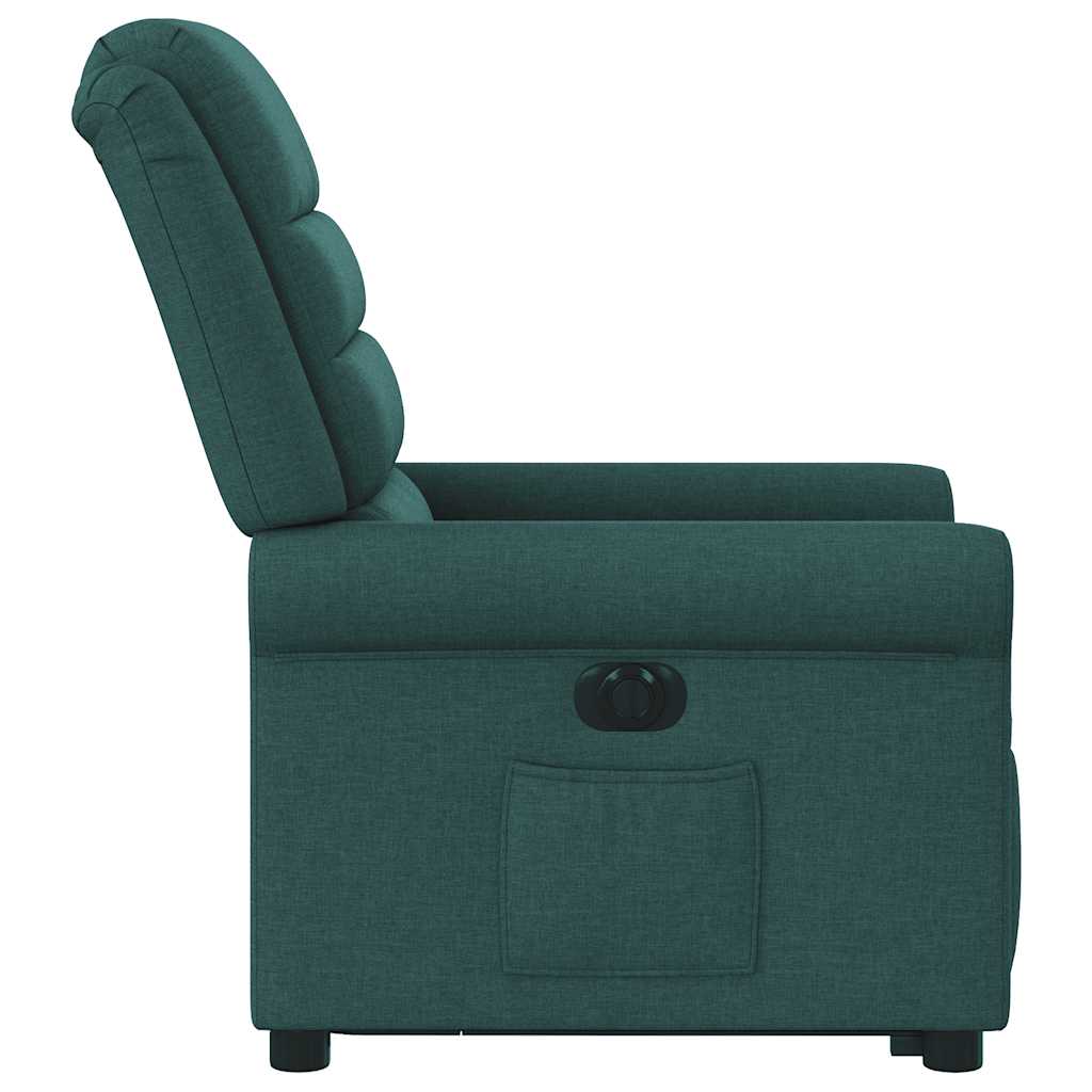 vidaXL Fotoliu electric rabatabil cu ridicare, verde închis, textil
