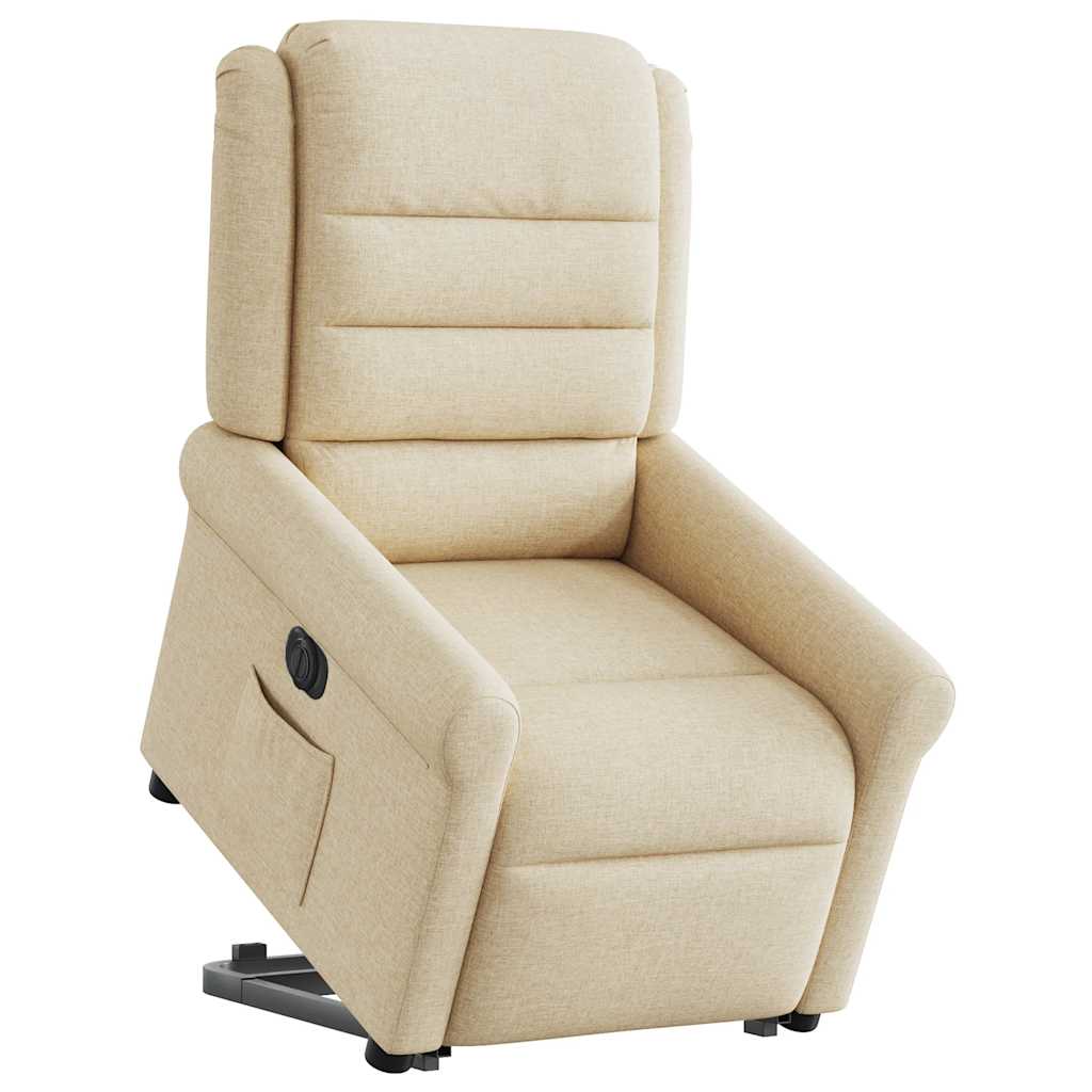 vidaXL Fotoliu electric rabatabil cu ridicare, crem, textil