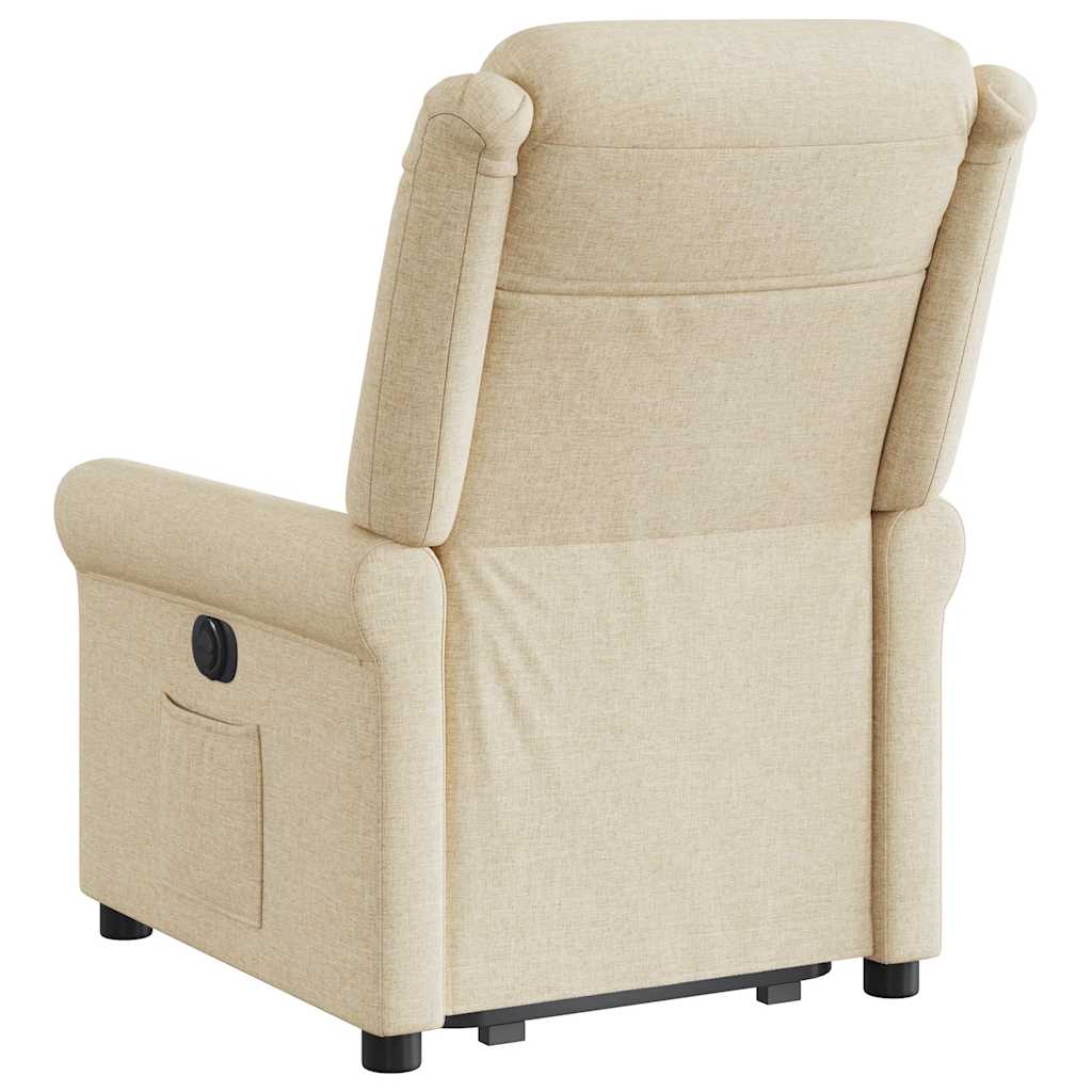 vidaXL Fotoliu electric rabatabil cu ridicare, crem, textil