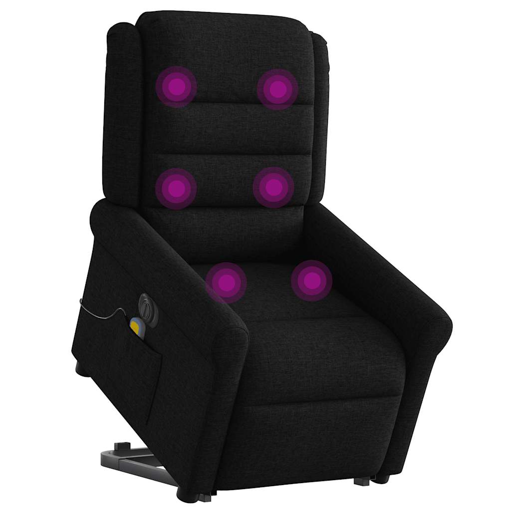 vidaXL Fotoliu electric de masaj rabatabil cu ridicare, negru, textil
