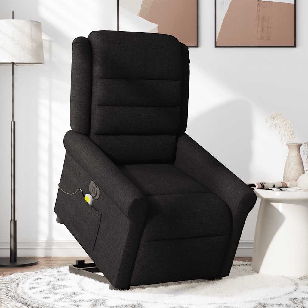 vidaXL Fotoliu electric de masaj rabatabil cu ridicare, negru, textil