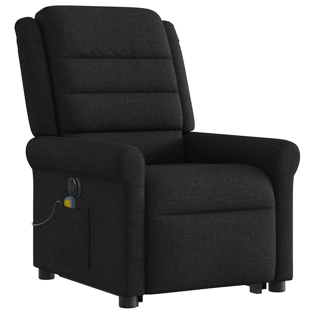 vidaXL Fotoliu electric de masaj rabatabil cu ridicare, negru, textil