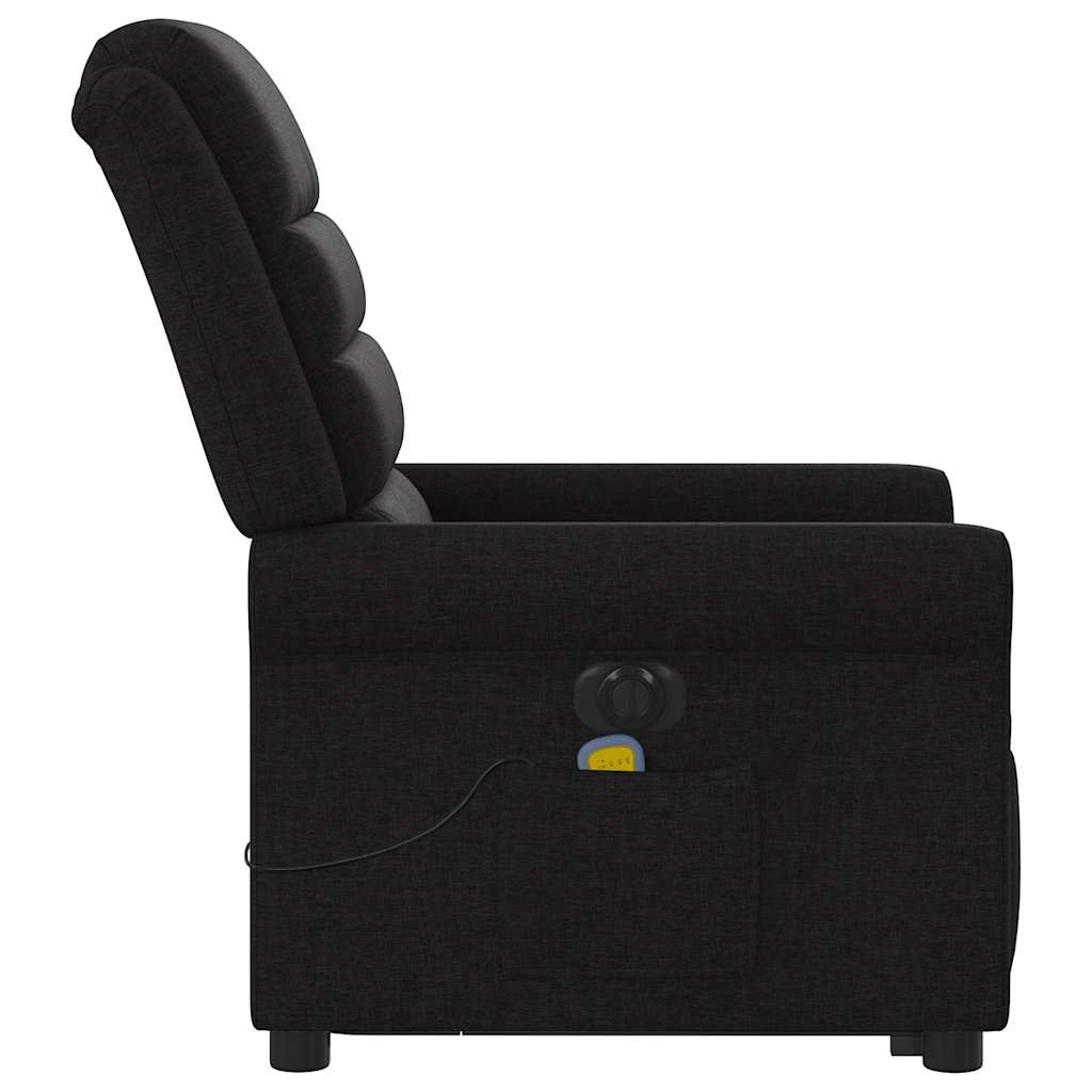 vidaXL Fotoliu electric de masaj rabatabil cu ridicare, negru, textil