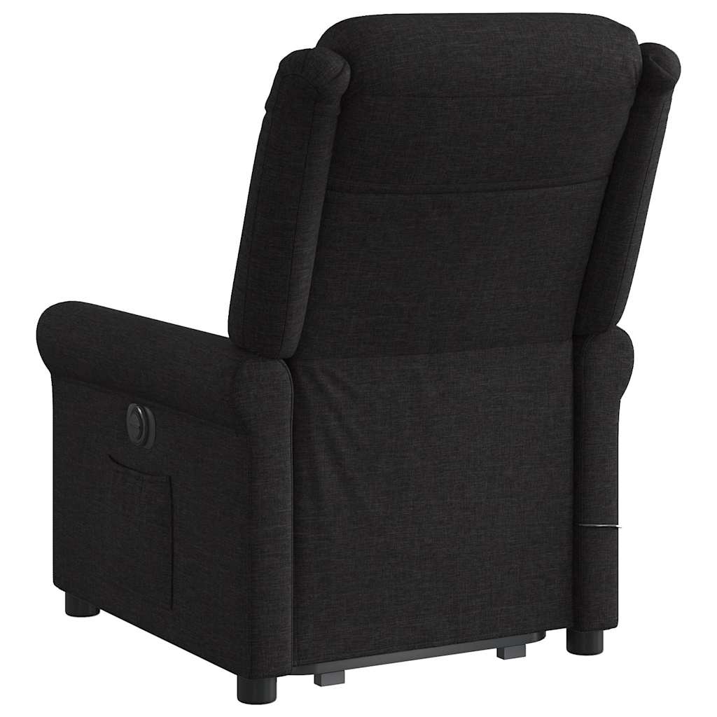 vidaXL Fotoliu electric de masaj rabatabil cu ridicare, negru, textil