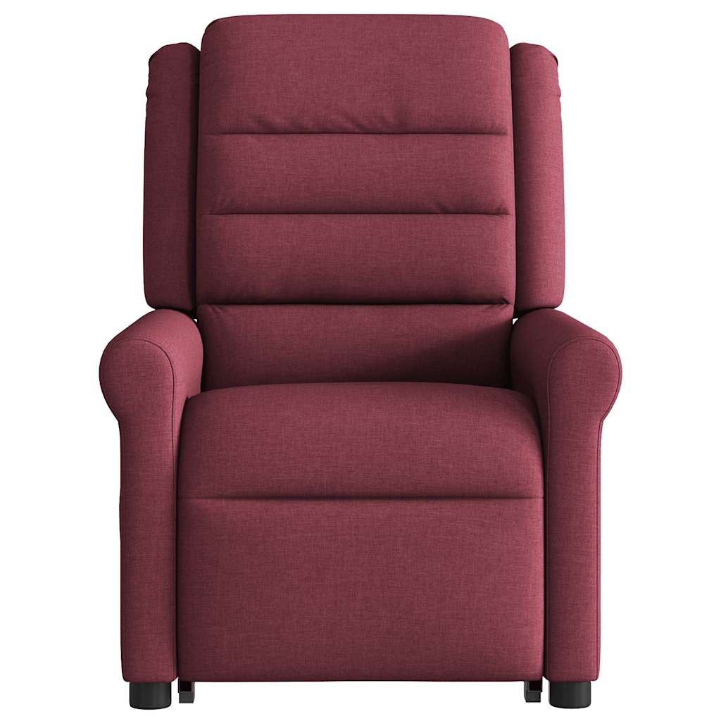 vidaXL Fotoliu de masaj electric rabatabil cu ridicare roșu vin textil vidaXL Fotoliu de masaj electric rabatabil cu ridicare roșu vin textil