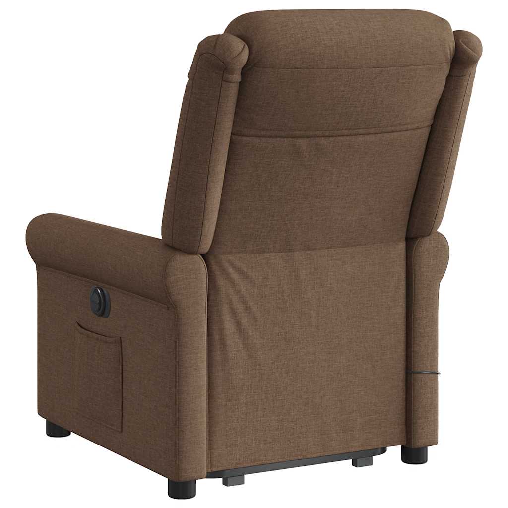 vidaXL Fotoliu electric de masaj rabatabil cu ridicare, maro, textil