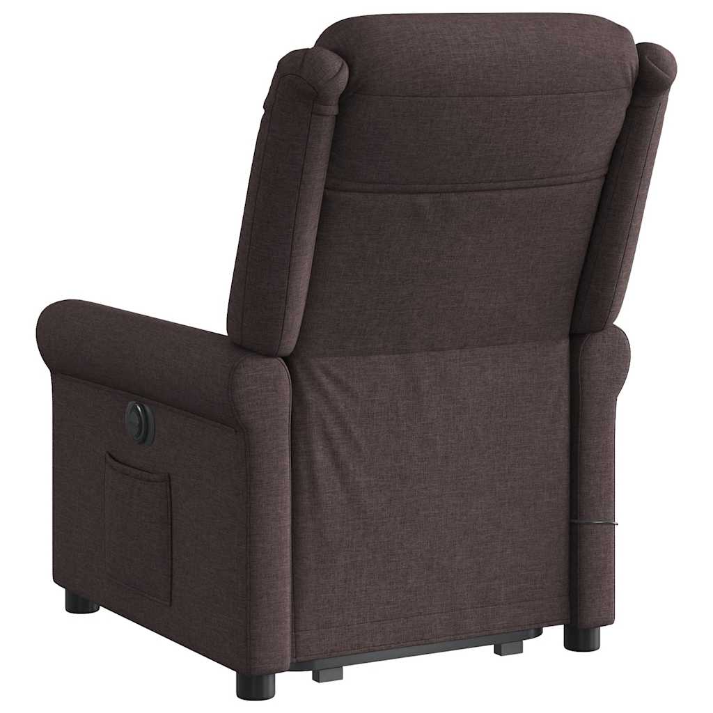 vidaXL Fotoliu electric masaj rabatabil cu ridicare maro închis textil vidaXL Fotoliu electric masaj rabatabil cu ridicare maro închis textil