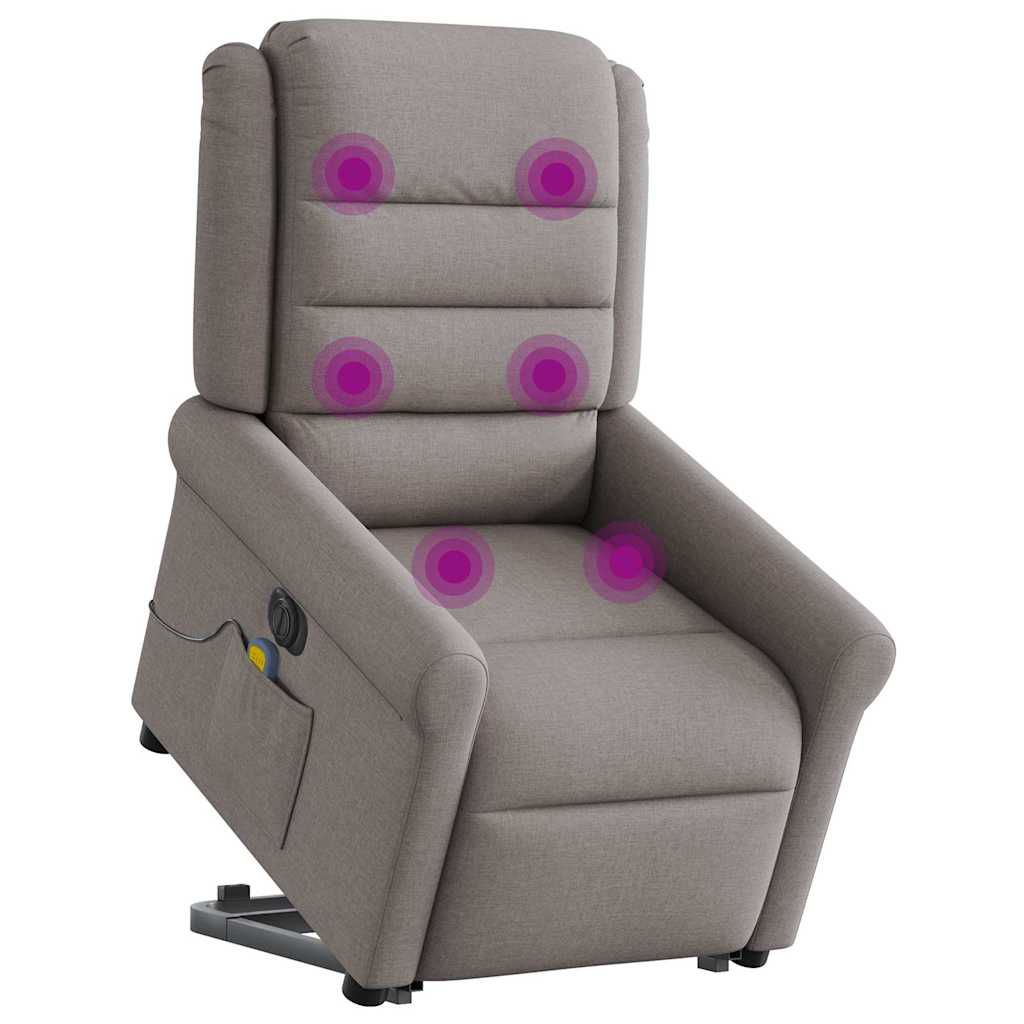 vidaXL Fotoliu electric masaj rabatabil cu ridicare, gri taupe, textil