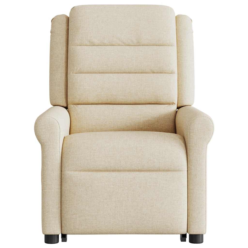vidaXL Fotoliu electric de masaj rabatabil cu ridicare, crem, textil vidaXL Fotoliu electric de masaj rabatabil cu ridicare, crem, textil
