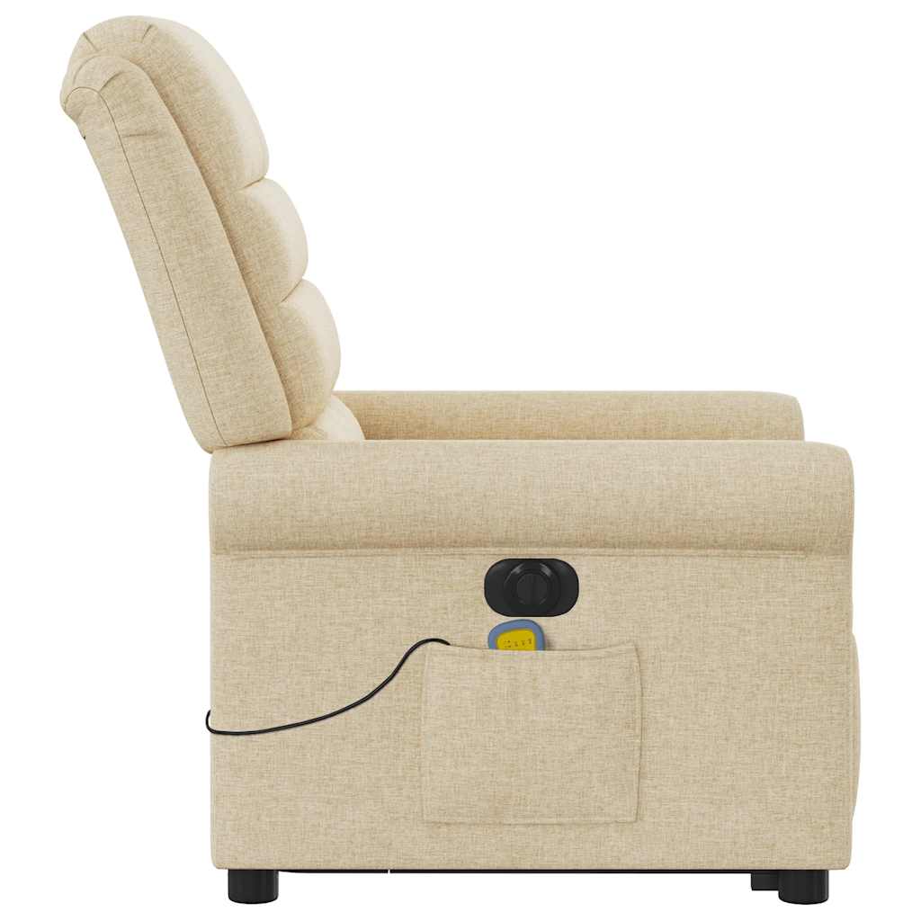 vidaXL Fotoliu electric de masaj rabatabil cu ridicare, crem, textil vidaXL Fotoliu electric de masaj rabatabil cu ridicare, crem, textil
