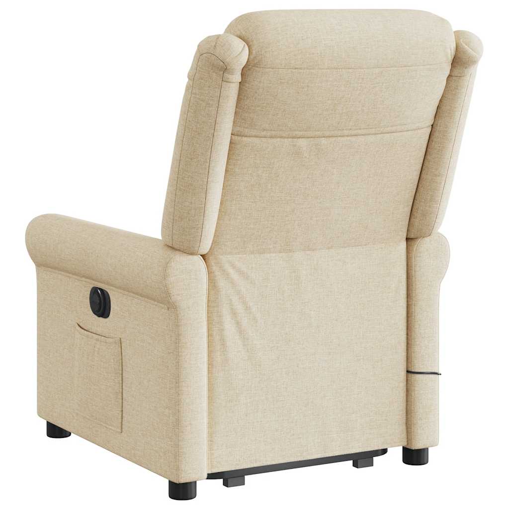 vidaXL Fotoliu electric de masaj rabatabil cu ridicare, crem, textil vidaXL Fotoliu electric de masaj rabatabil cu ridicare, crem, textil