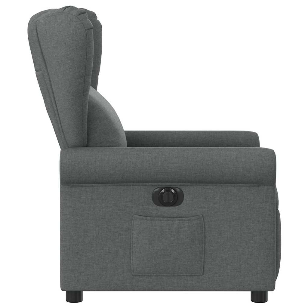 vidaXL Fotoliu rabatabil electric, gri închis, material textil