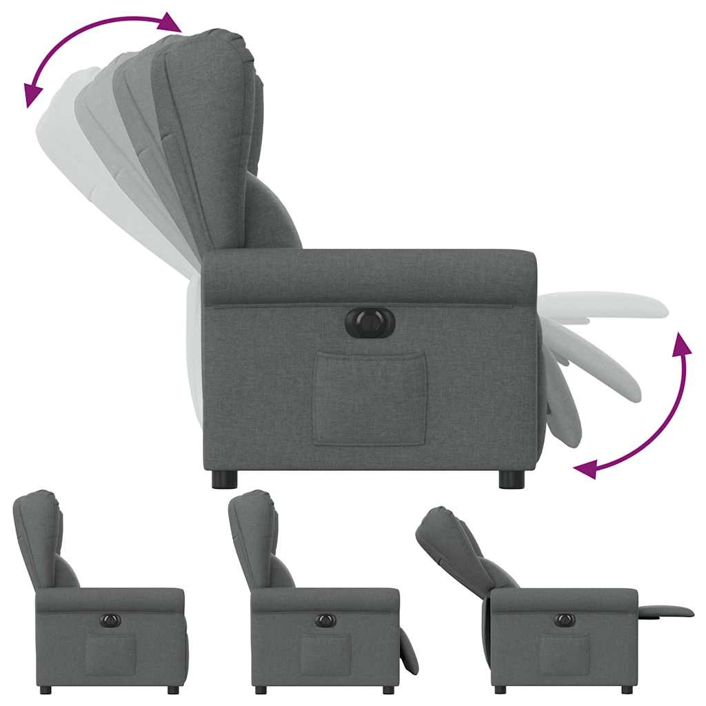 vidaXL Fotoliu rabatabil electric, gri închis, material textil