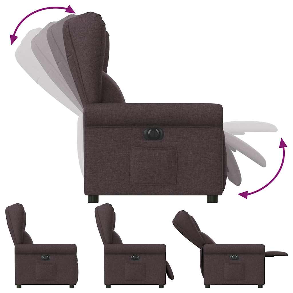 vidaXL Fotoliu rabatabil electric, maro închis, material textil
