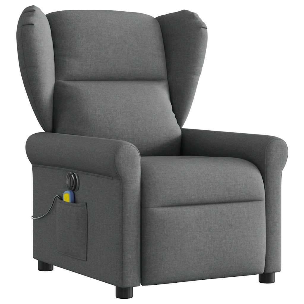 vidaXL Fotoliu electric de masaj rabatabil, gri închis, textil