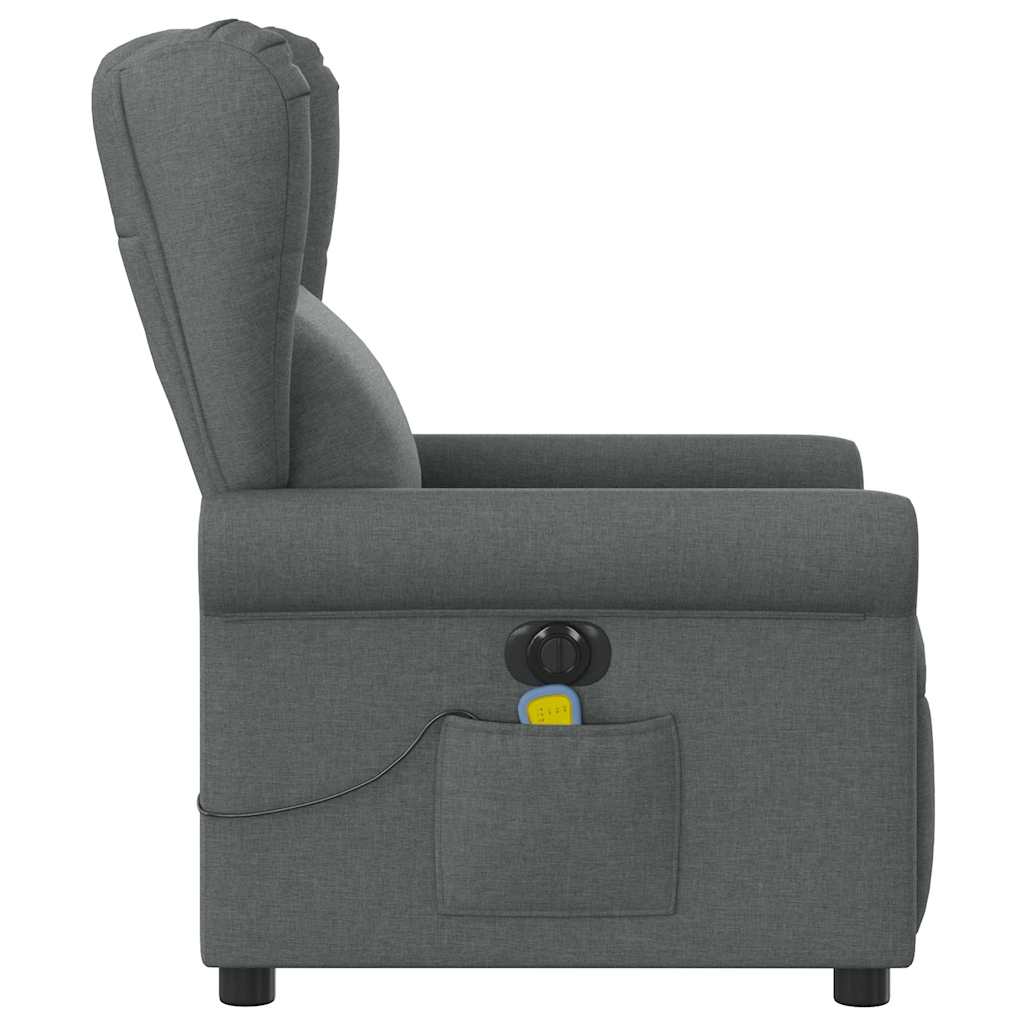 vidaXL Fotoliu electric de masaj rabatabil, gri închis, textil