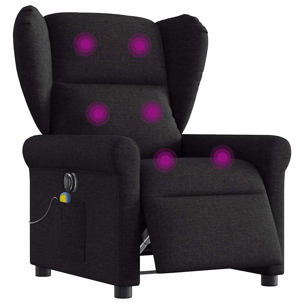 vidaXL Fotoliu electric de masaj rabatabil, negru, textil vidaXL Fotoliu electric de masaj rabatabil, negru, textil