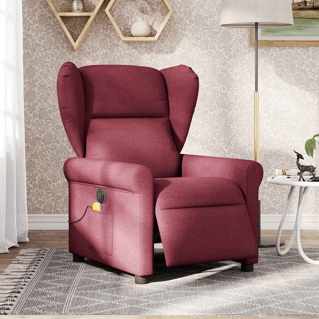 vidaXL Fotoliu electric de masaj rabatabil, roșu vin, textil vidaXL Fotoliu electric de masaj rabatabil, roșu vin, textil