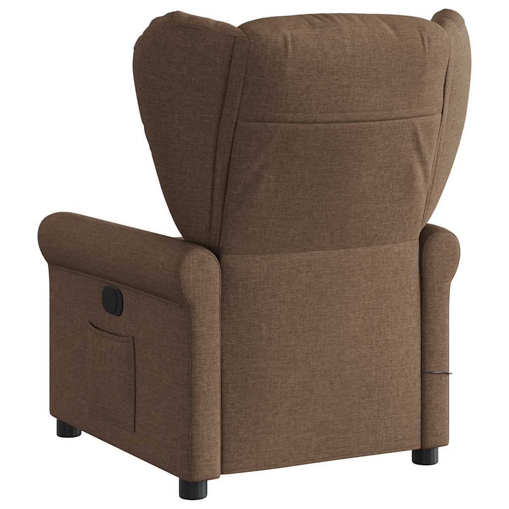 vidaXL Fotoliu electric de masaj rabatabil, maro, textil