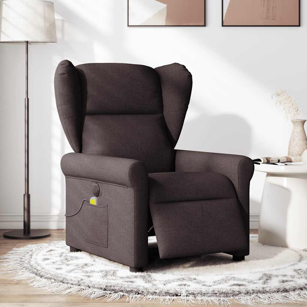 vidaXL Fotoliu electric de masaj rabatabil, maro închis, textil