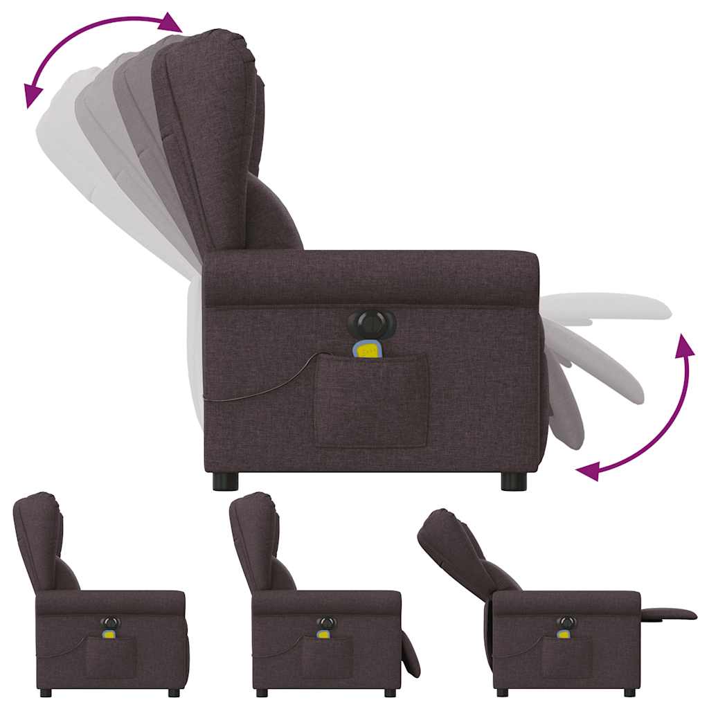 vidaXL Fotoliu electric de masaj rabatabil, maro închis, textil