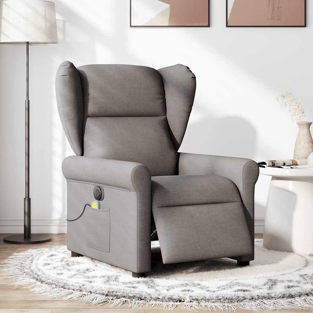 vidaXL Fotoliu electric de masaj rabatabil, gri taupe, textil