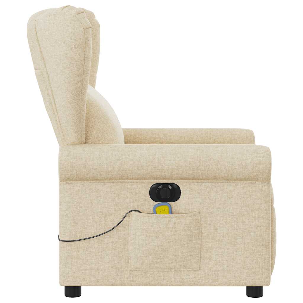 vidaXL Fotoliu electric de masaj rabatabil, crem, textil