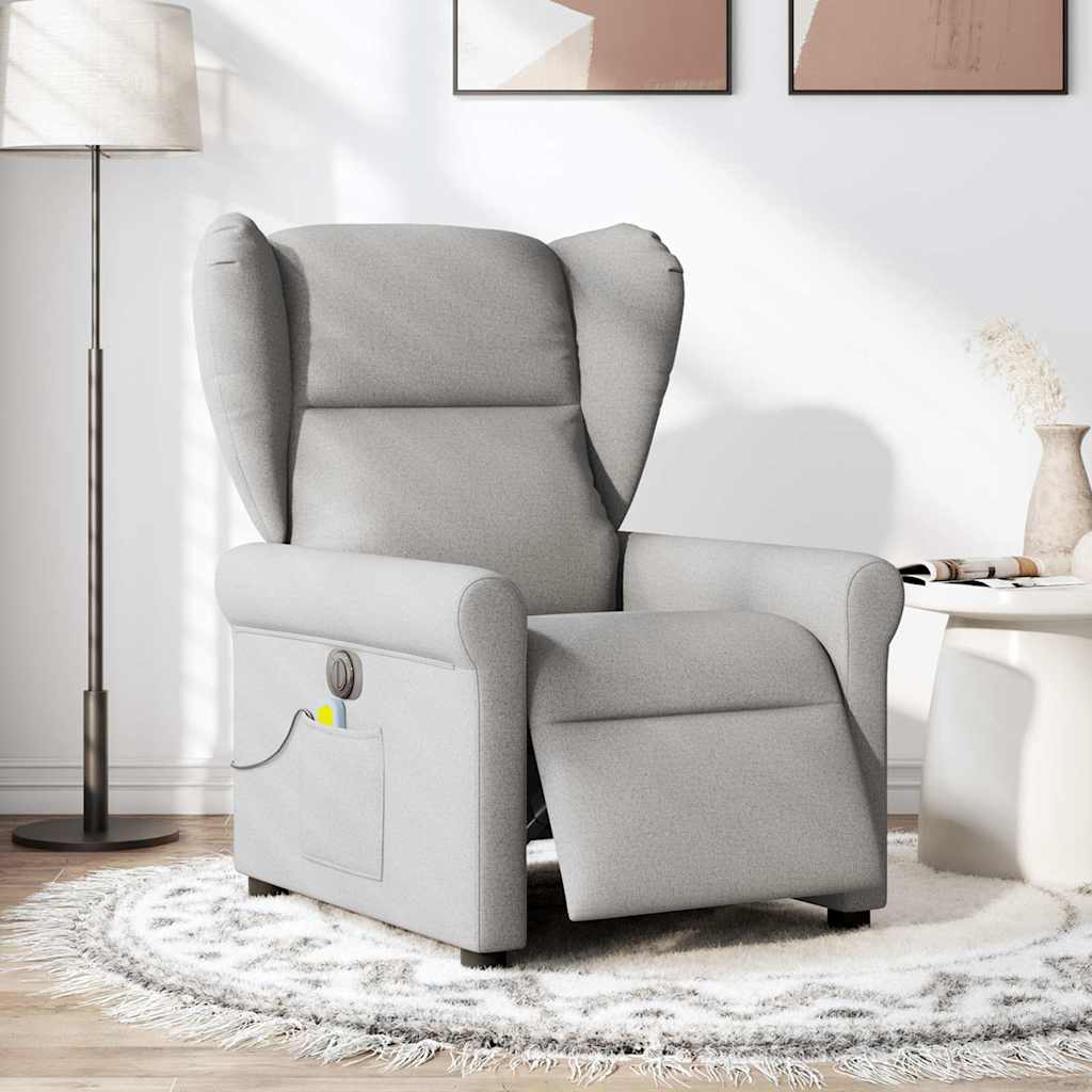 vidaXL Scaun reclinabil electric pentru masaj Cloud Grey Fabric vidaXL Scaun reclinabil electric pentru masaj Cloud Grey Fabric