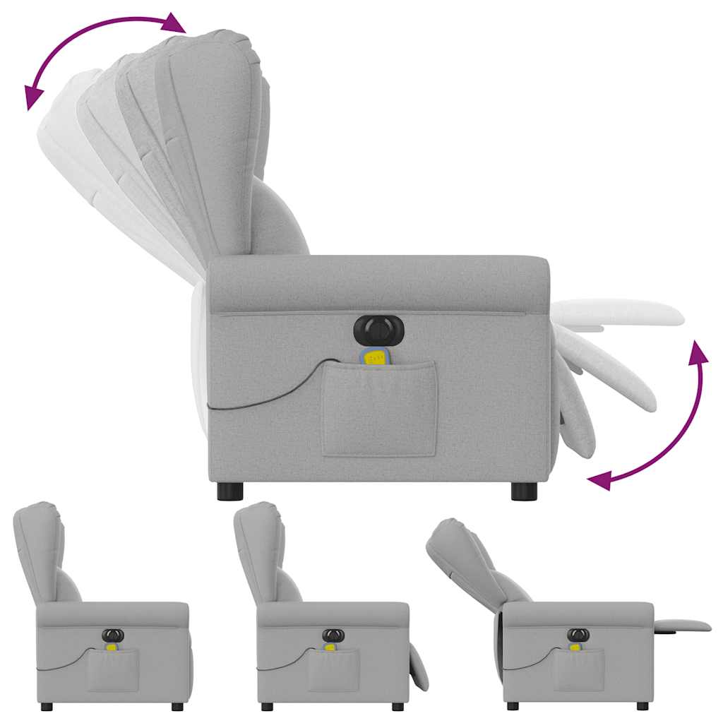 vidaXL Scaun reclinabil electric pentru masaj Cloud Grey Fabric vidaXL Scaun reclinabil electric pentru masaj Cloud Grey Fabric