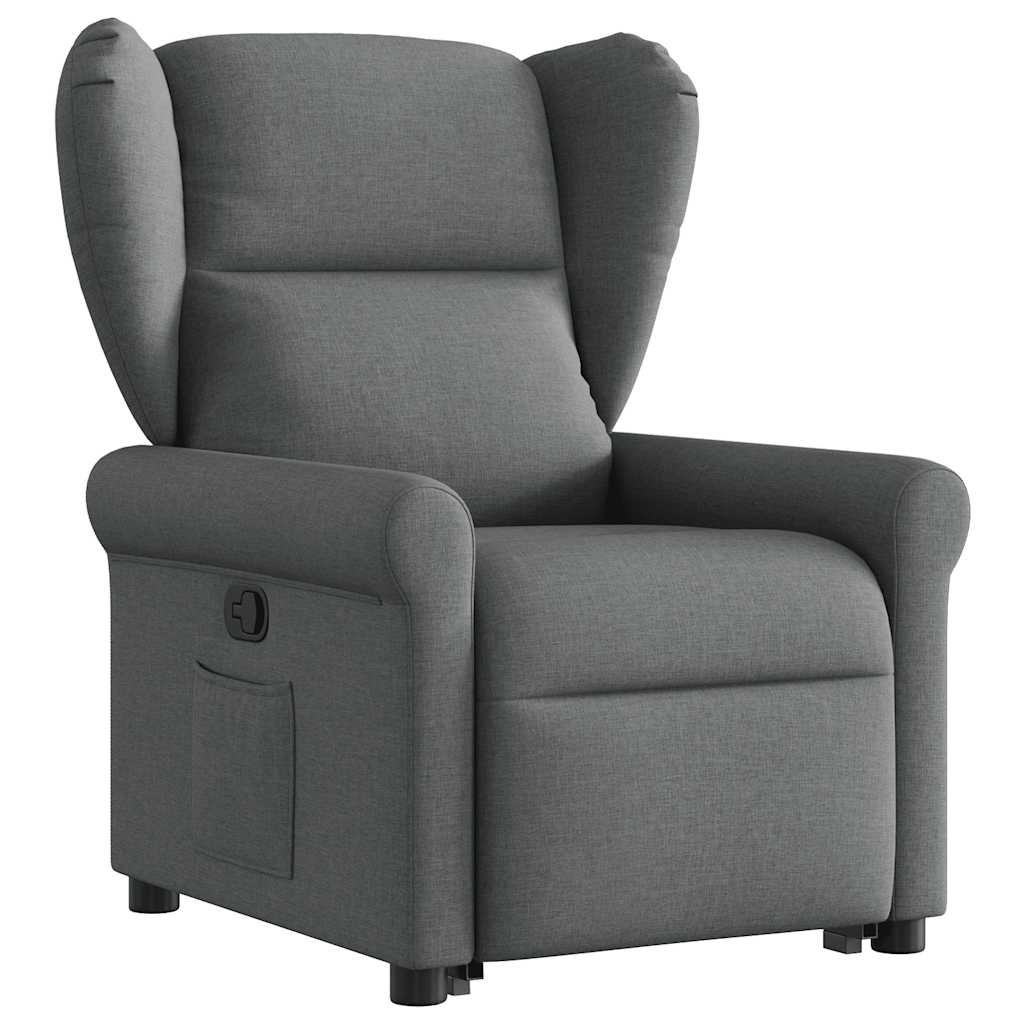 vidaXL Fotoliu rabatabil cu ridicare pe verticală, gri închis, textil