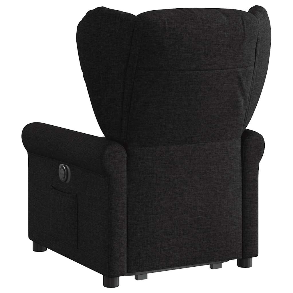 vidaXL Fotoliu rabatabil cu ridicare pe verticală, negru, textil