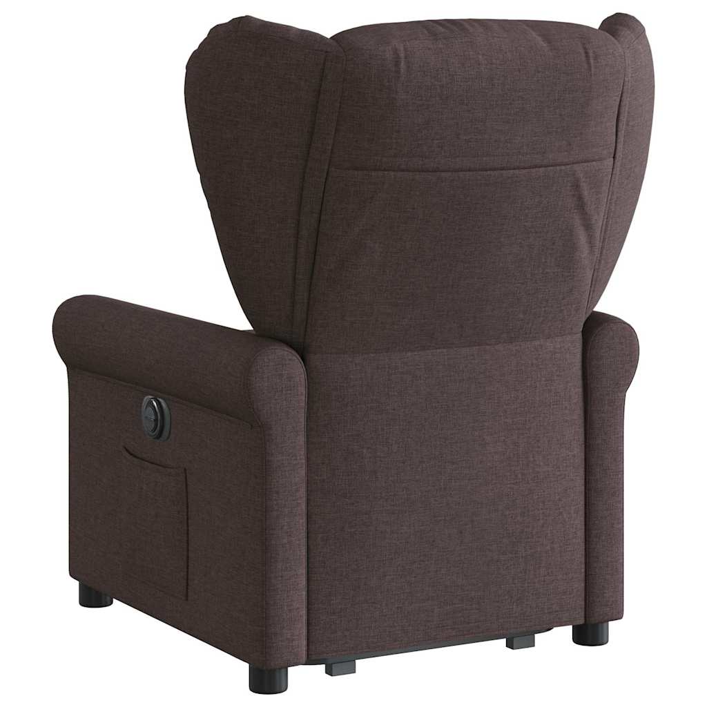 vidaXL Fotoliu rabatabil cu ridicare pe verticală, maro închis, textil