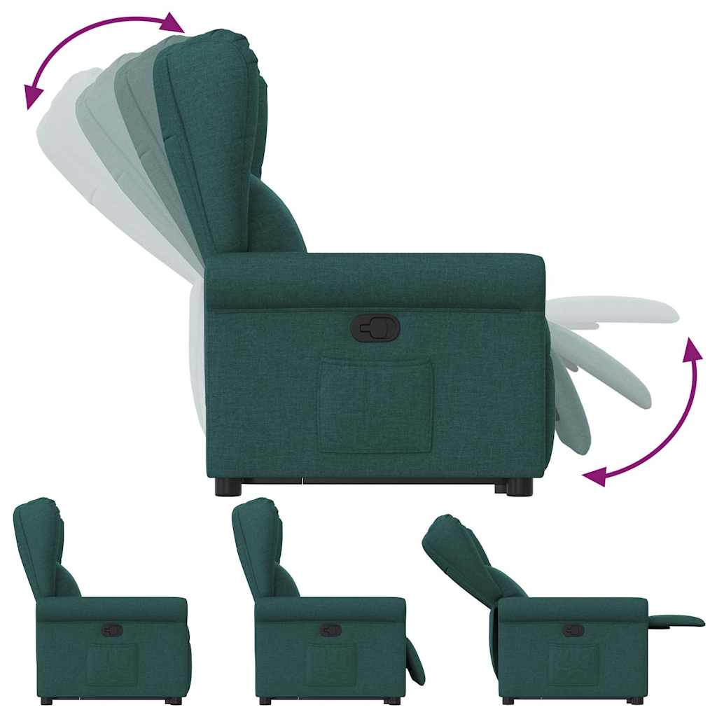 vidaXL Fotoliu rabatabil ridicare pe verticală, verde închis, textil vidaXL Fotoliu rabatabil ridicare pe verticală, verde închis, textil