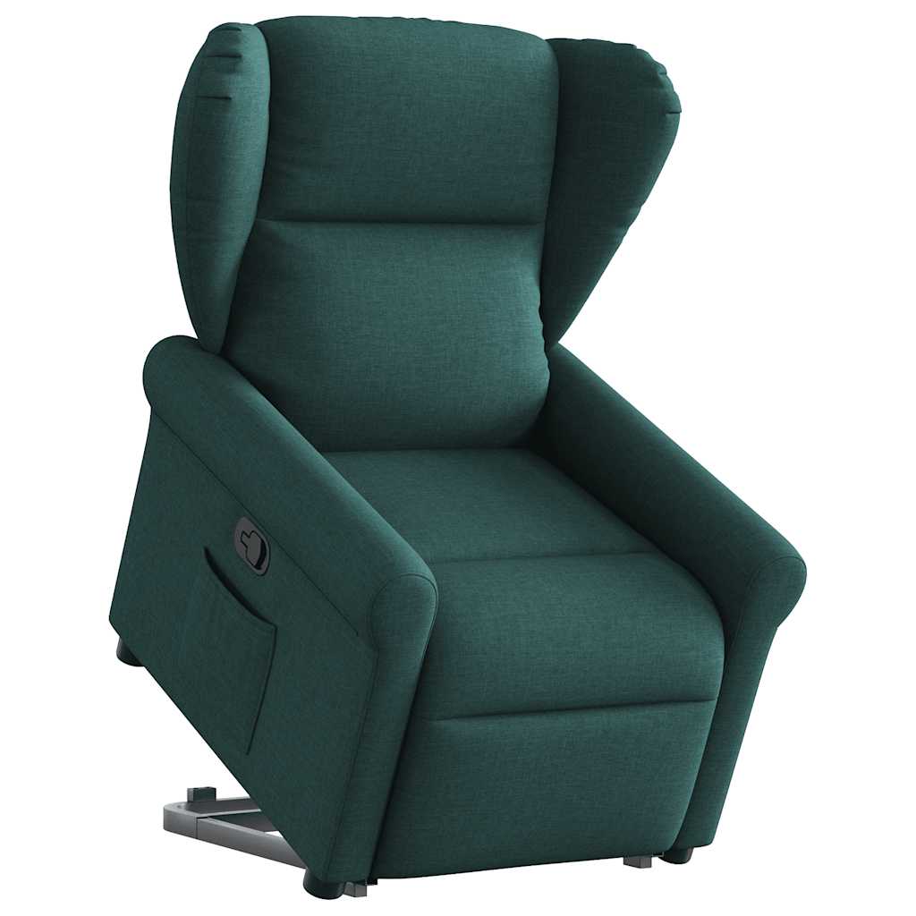 vidaXL Fotoliu rabatabil ridicare pe verticală, verde închis, textil vidaXL Fotoliu rabatabil ridicare pe verticală, verde închis, textil