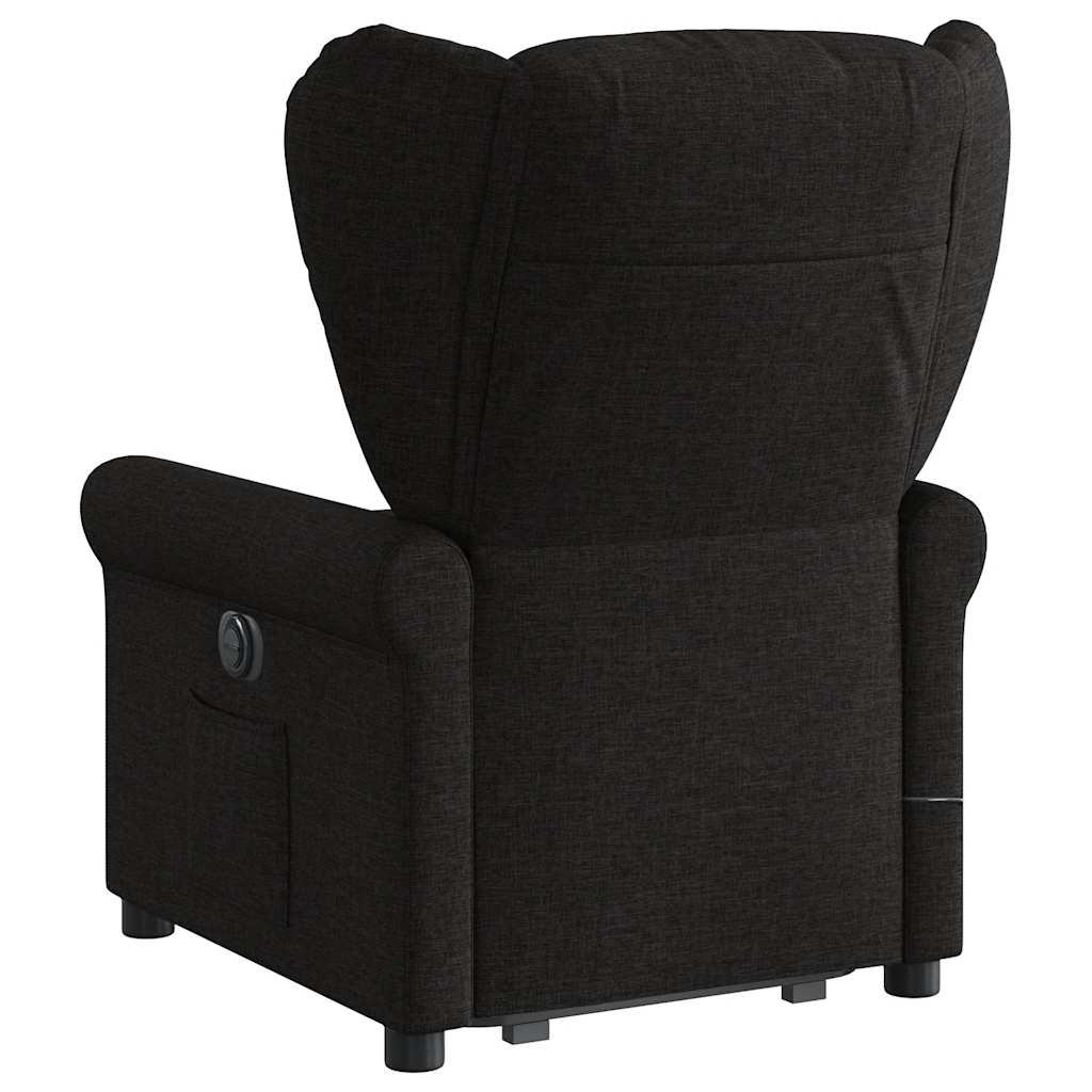 vidaXL Fotoliu rabatabil de masaj, cu ridicare, negru, material textil