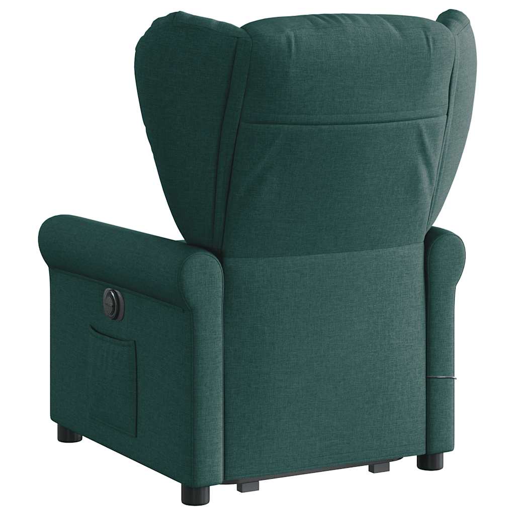 vidaXL Fotoliu rabatabil de masaj, cu ridicare, verde închis, textil