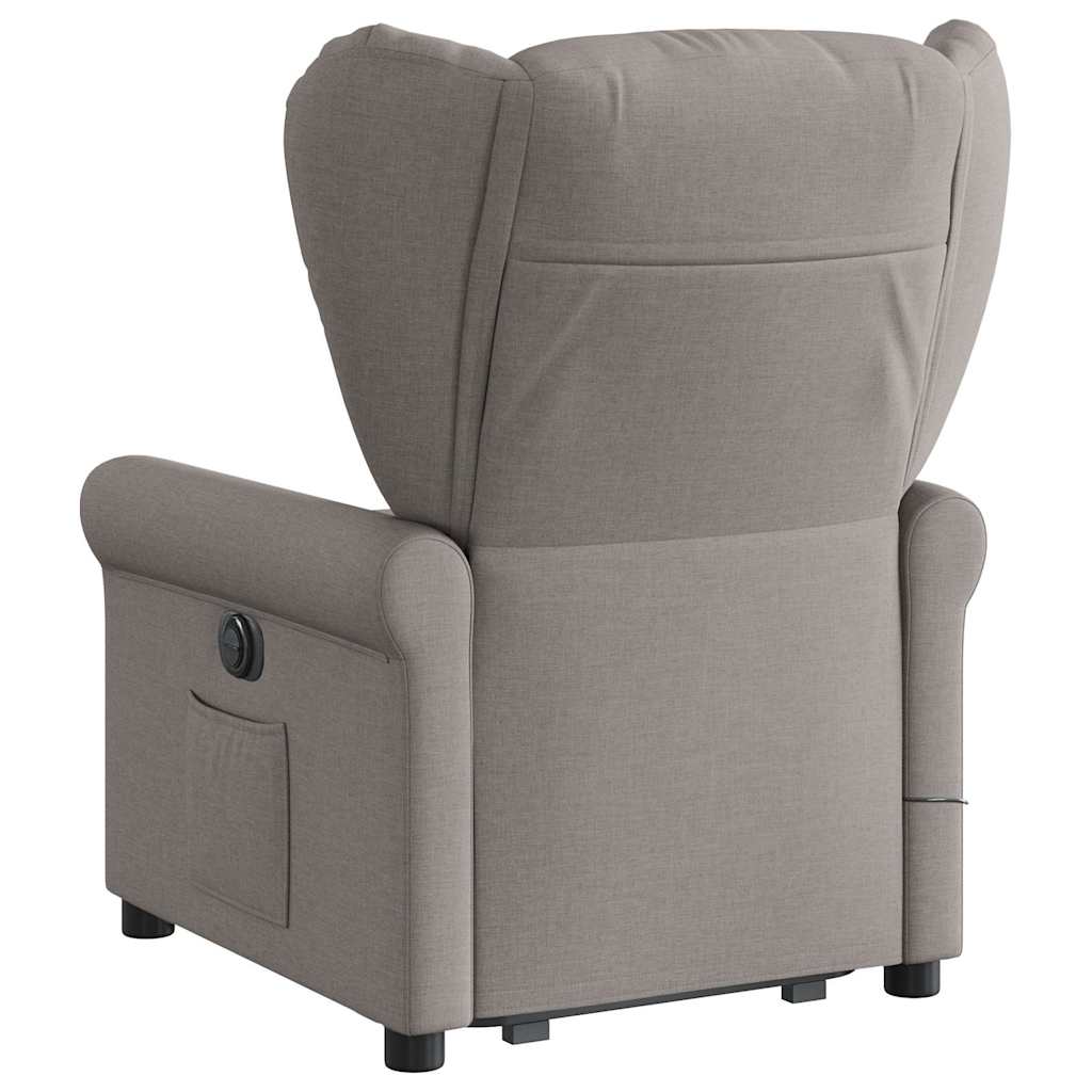 vidaXL Fotoliu rabatabil de masaj cu ridicare, gri taupe, textil