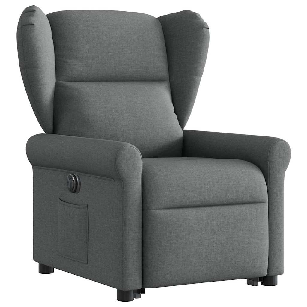 vidaXL Fotoliu electric rabatabil cu ridicare, gri închis, textil