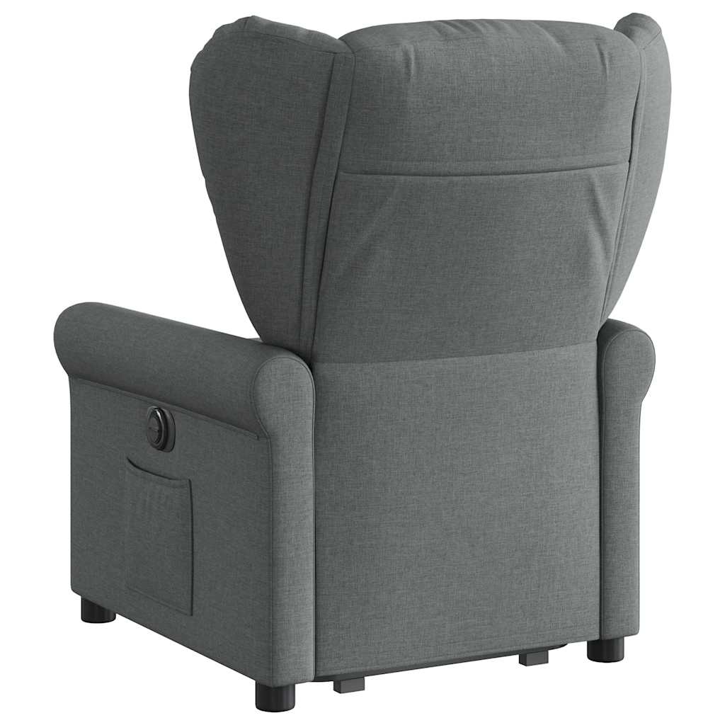 vidaXL Fotoliu electric rabatabil cu ridicare, gri închis, textil