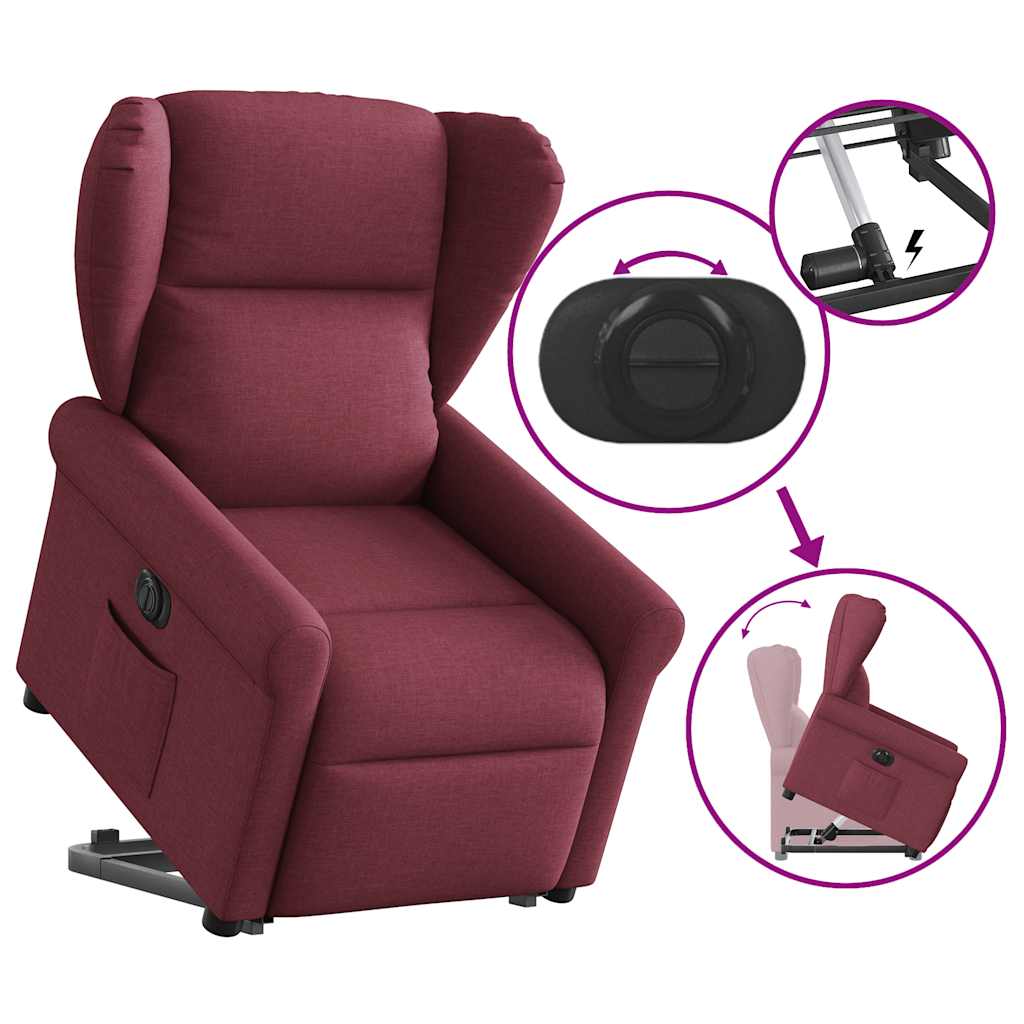 vidaXL Fotoliu electric rabatabil cu ridicare, roșu vin, textil