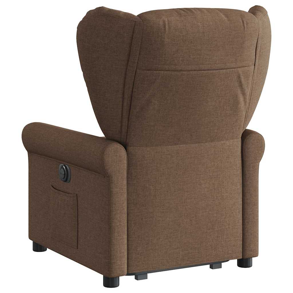 vidaXL Fotoliu electric rabatabil cu ridicare, maro, textil