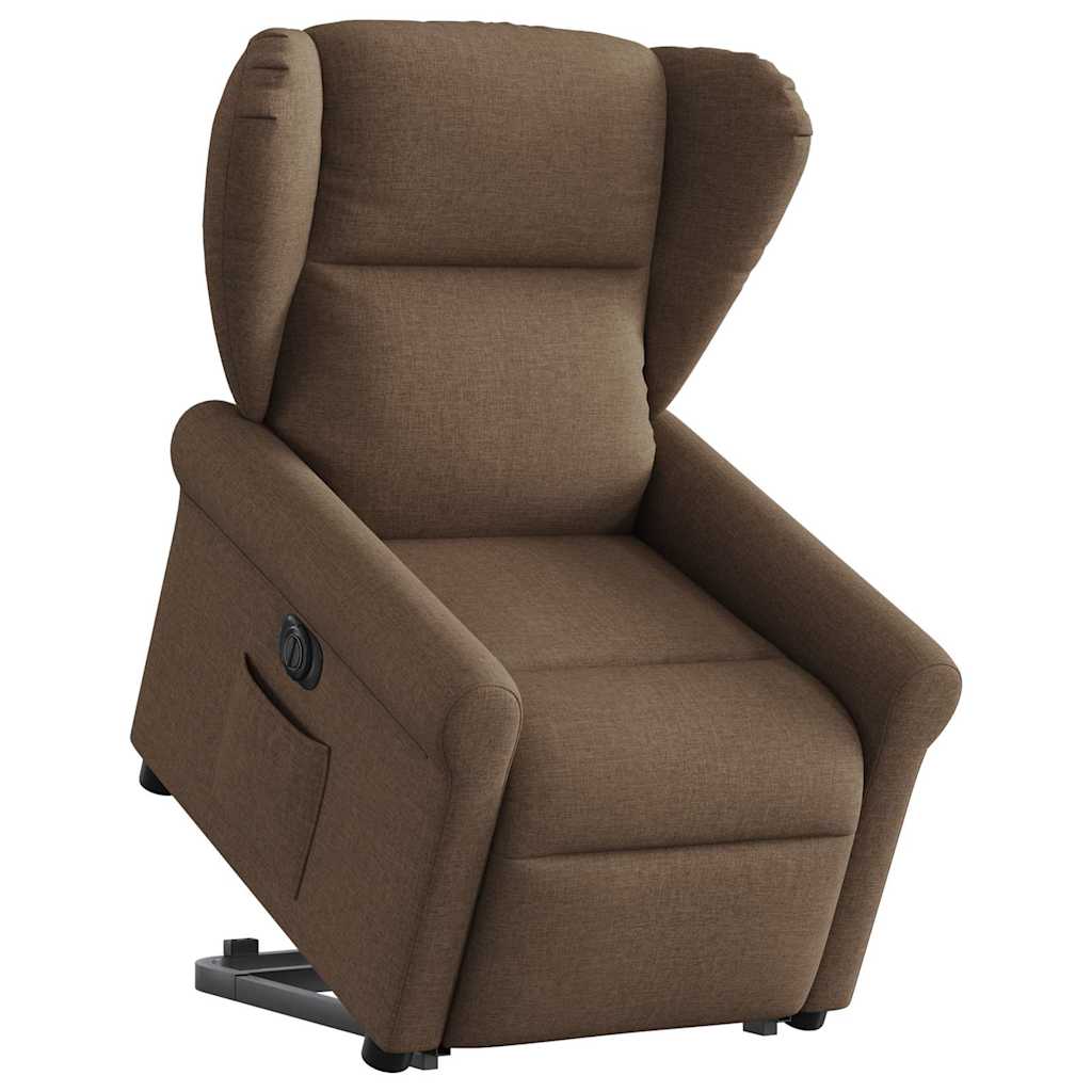 vidaXL Fotoliu electric rabatabil cu ridicare, maro, textil