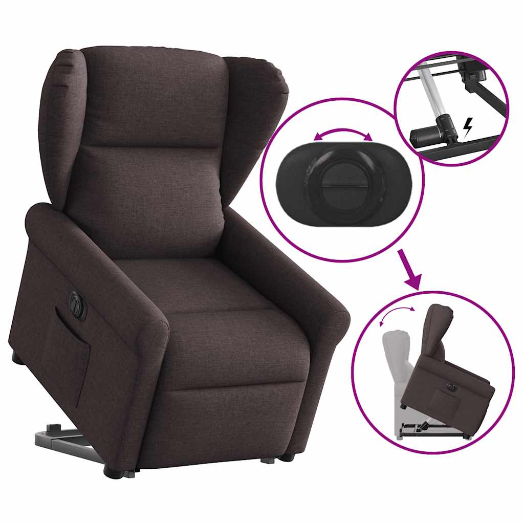 vidaXL Fotoliu electric rabatabil cu ridicare, maro închis, textil