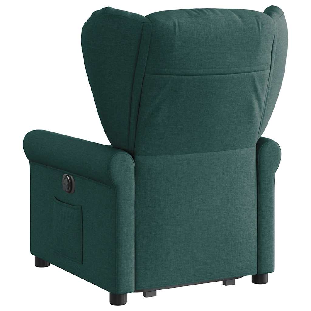 vidaXL Fotoliu electric rabatabil cu ridicare, verde închis, textil