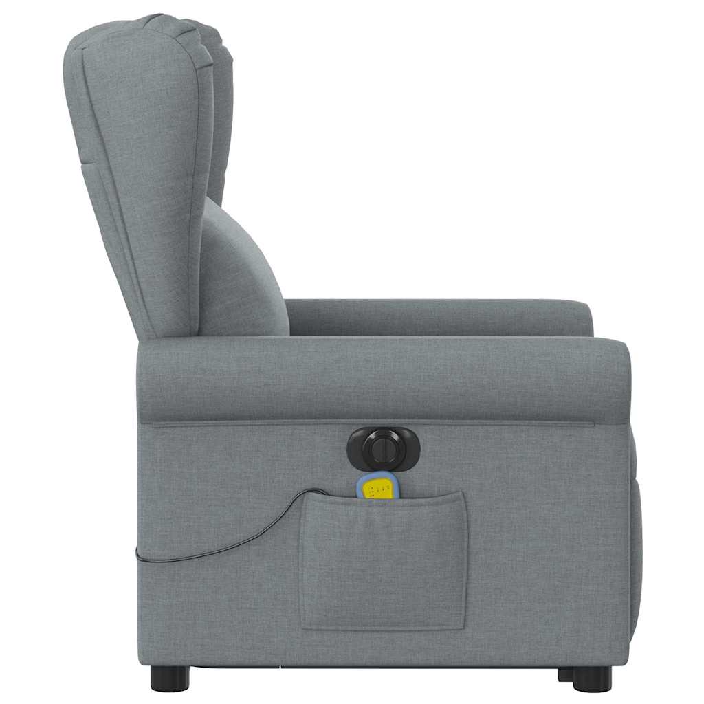 vidaXL Fotoliu electric masaj rabatabil cu ridicare, gri închis textil