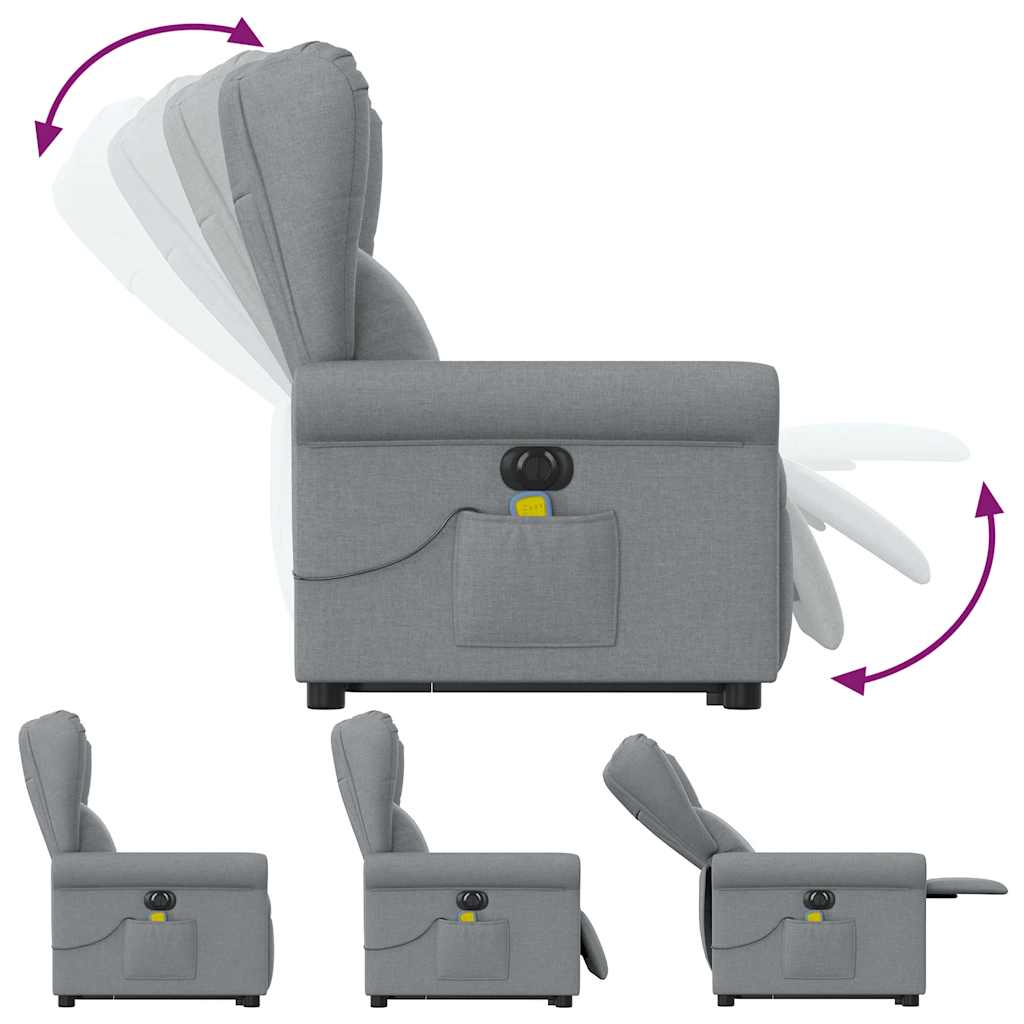 vidaXL Fotoliu electric masaj rabatabil cu ridicare, gri închis textil