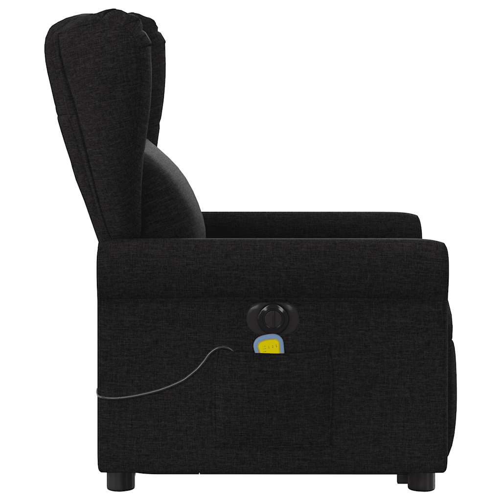 vidaXL Fotoliu electric de masaj rabatabil cu ridicare, negru, textil
