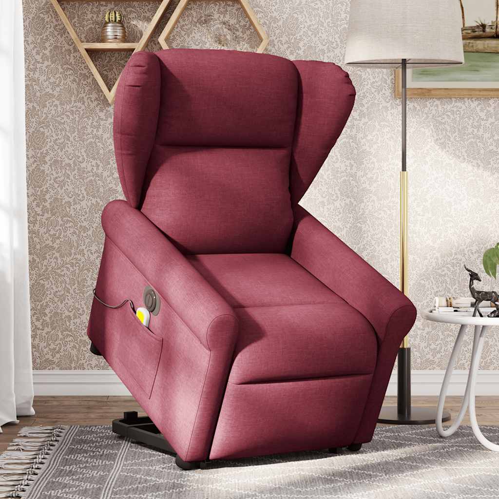 vidaXL Fotoliu de masaj electric rabatabil cu ridicare roșu vin textil