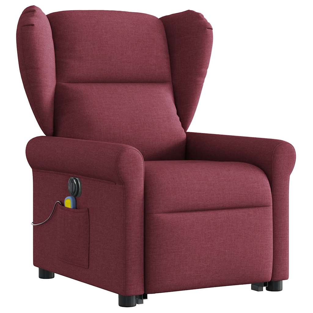 vidaXL Fotoliu de masaj electric rabatabil cu ridicare roșu vin textil