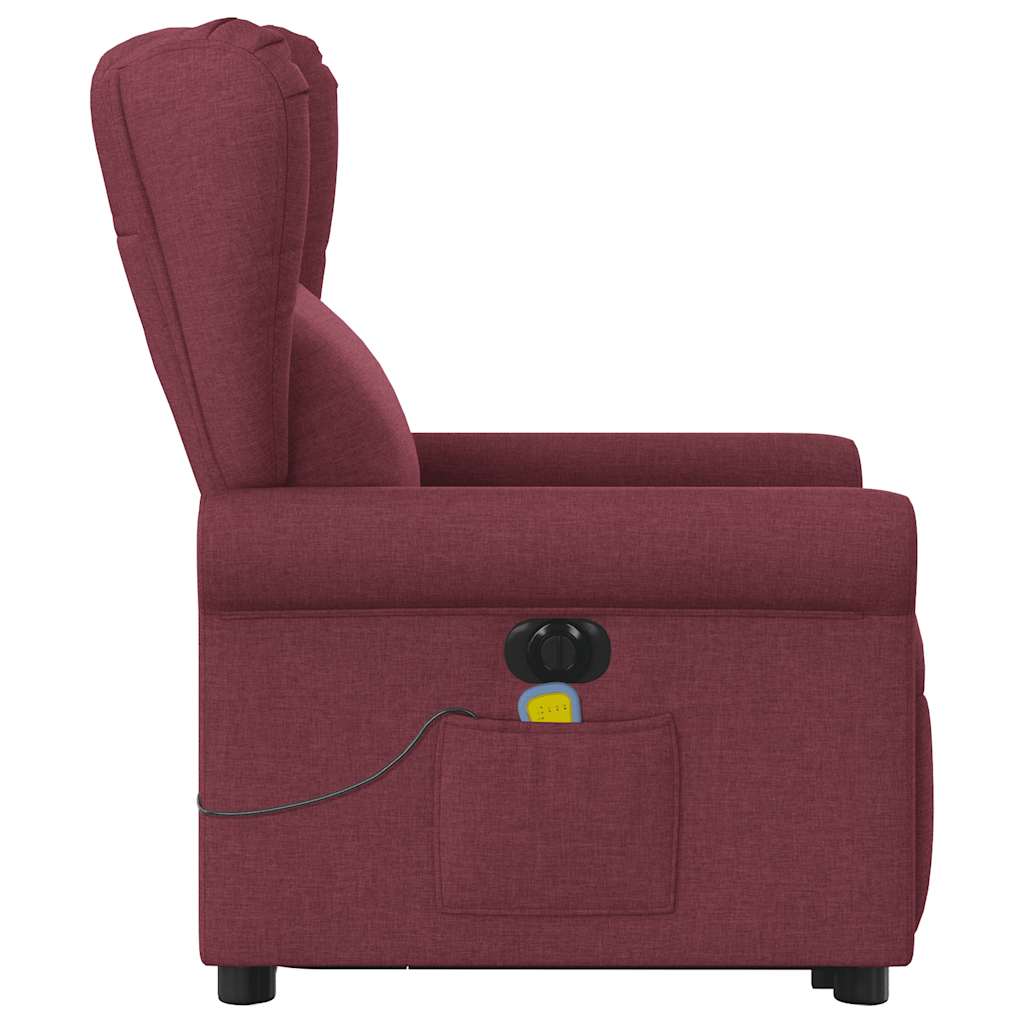 vidaXL Fotoliu de masaj electric rabatabil cu ridicare roșu vin textil